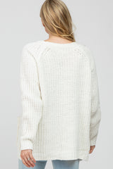 White Ribbed Cable Knit Maternity Cardigan