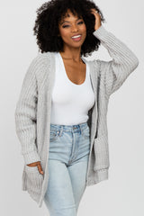 Grey Ribbed Cable Knit Maternity Cardigan