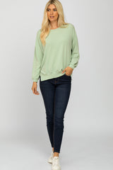 Green Basic Side Slit Sweatshirt