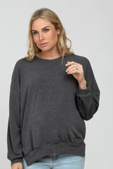 Charcoal Basic Side Slit Maternity Sweatshirt