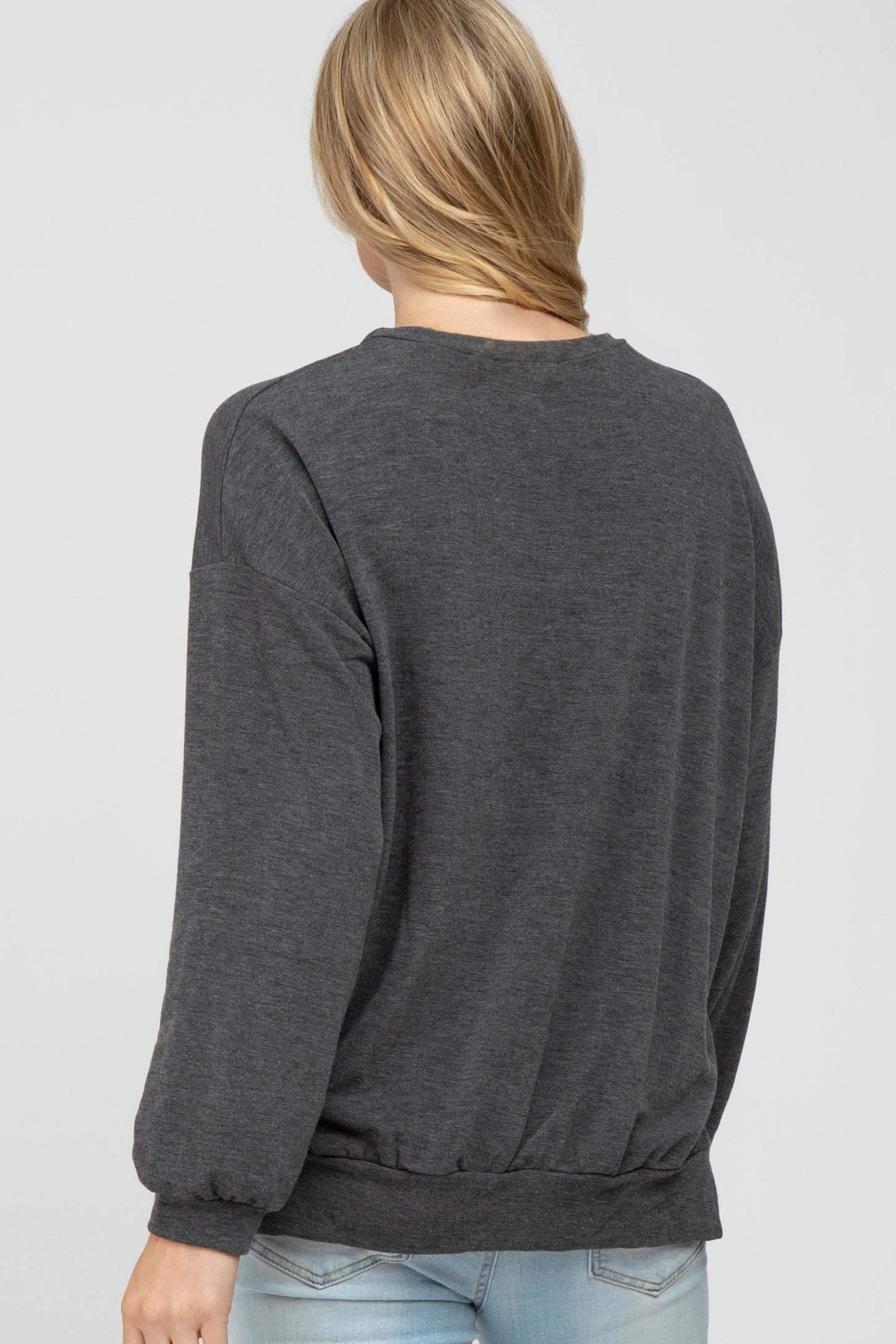 Charcoal Basic Side Slit Maternity Sweatshirt