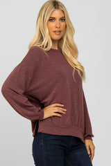 Burgundy Basic Side Slit Sweatshirt