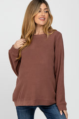 Brown Basic Maternity Long Sleeve Pullover