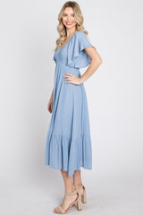 Blue Smocked Ruffle Dress