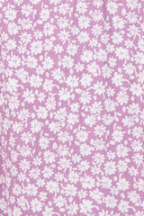 Lavender Floral Print Smocked V-Neck Maternity Dress