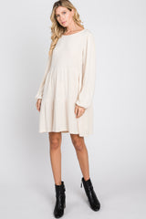 Cream Brushed Knit Tiered Dress