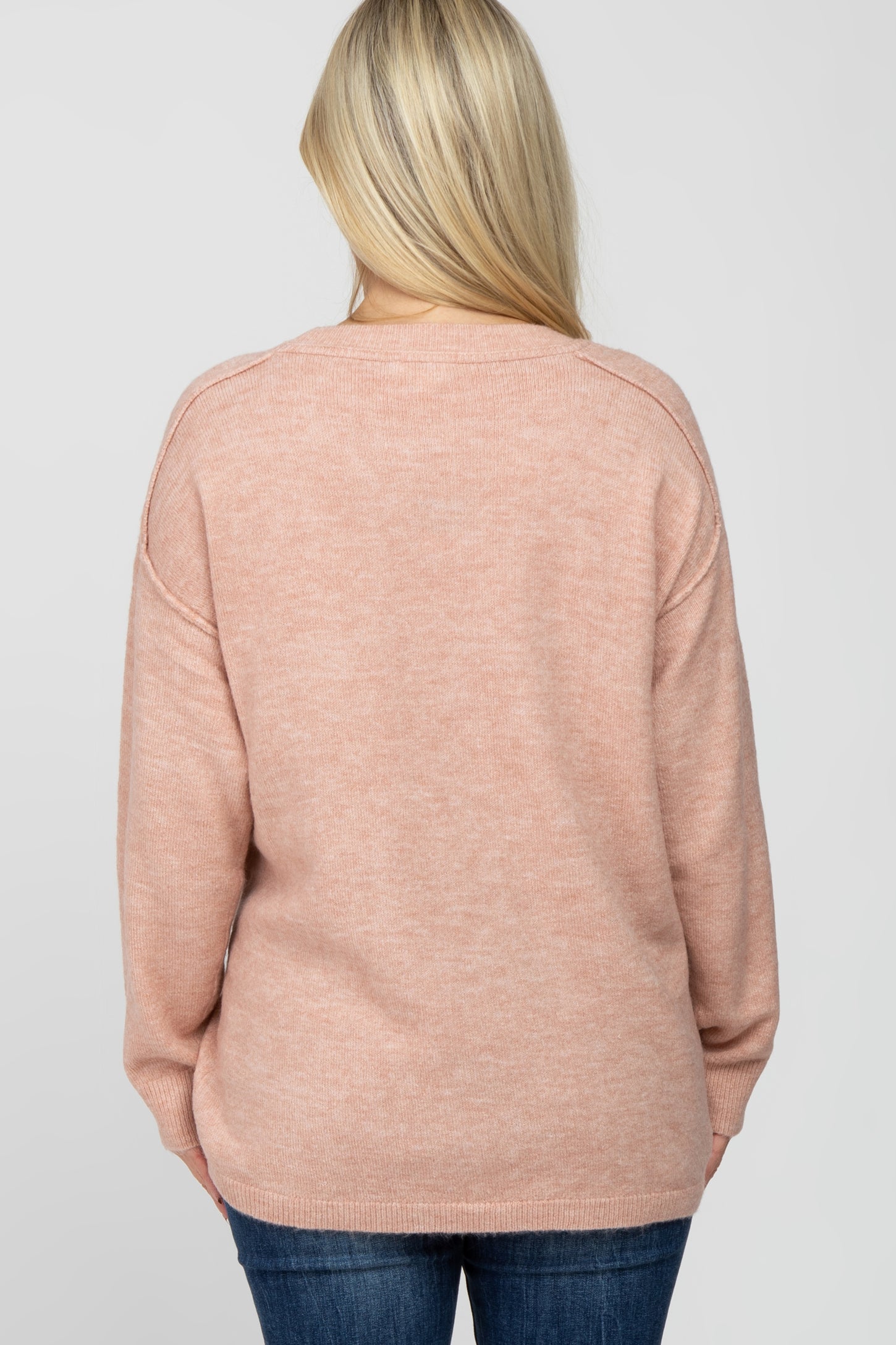 Light Pink Solid Basic Maternity Sweater