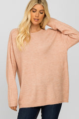 Light Pink Solid Basic Maternity Sweater