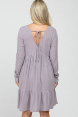 Lavender Soft Brushed Ruffle Hem Maternity Dress