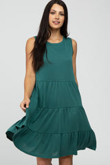Green Tiered Sleeveless Dress