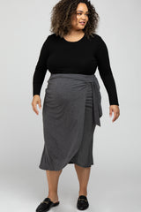 Charcoal Wrap Maternity Plus Midi Skirt