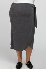 Charcoal Wrap Maternity Plus Midi Skirt