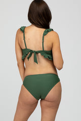 Olive Ruffle Accent Maternity Bikini Set