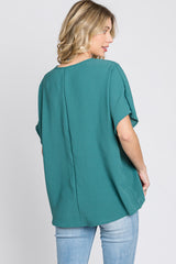 Emerald Green Short Sleeve Blouse