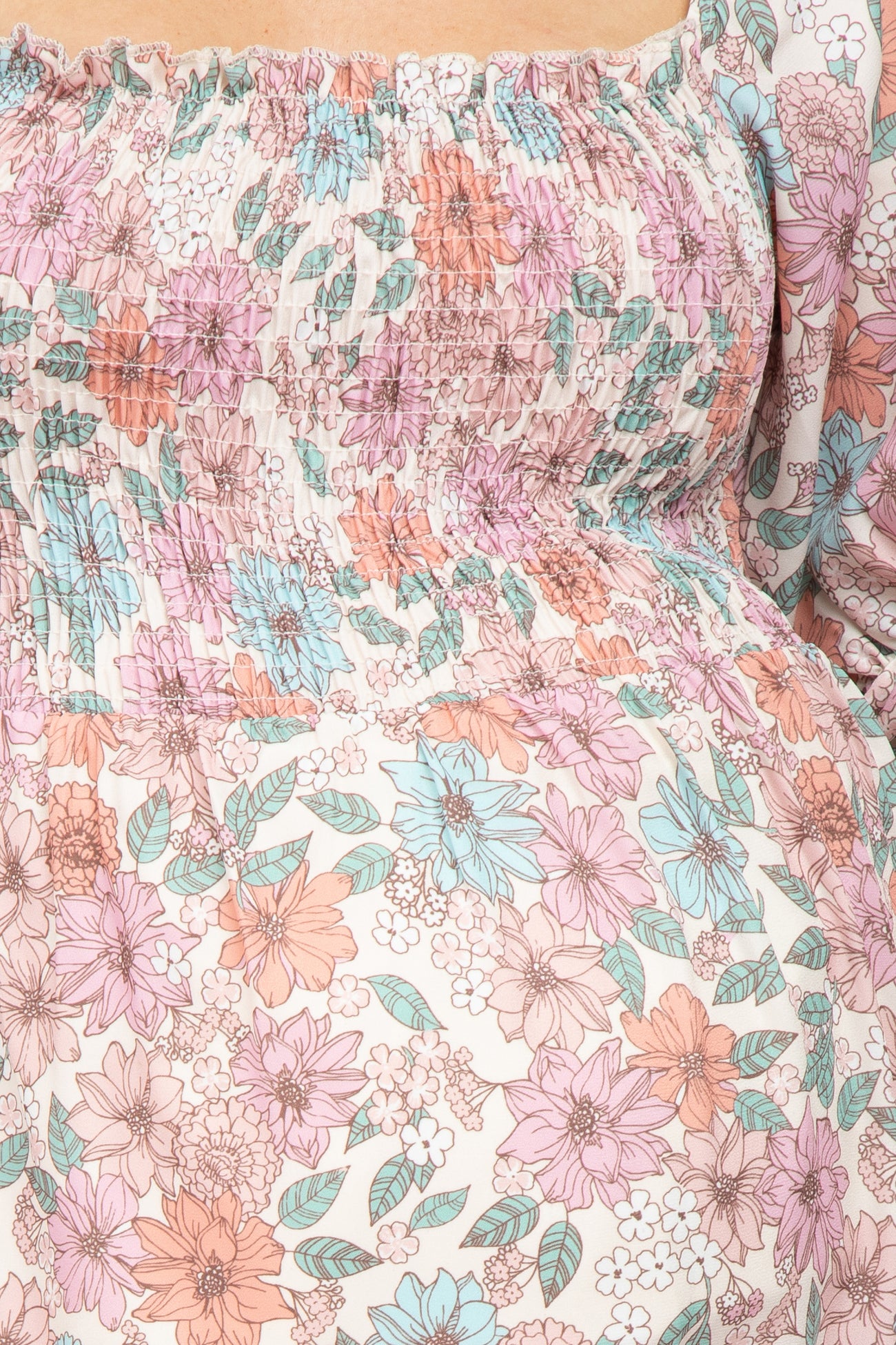 Pink Floral Smocked 3/4 Sleeve Maternity Dress– PinkBlush