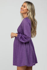 Purple Glitter Cutout Back Maternity Mini Dress