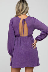 Purple Glitter Cutout Back Maternity Mini Dress