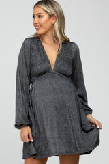Black Glitter Cutout Back Maternity Mini Dress