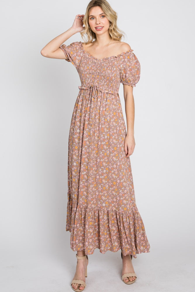 off the shoulder polka dot midi dress Scarlet Cherry Maxi Dress