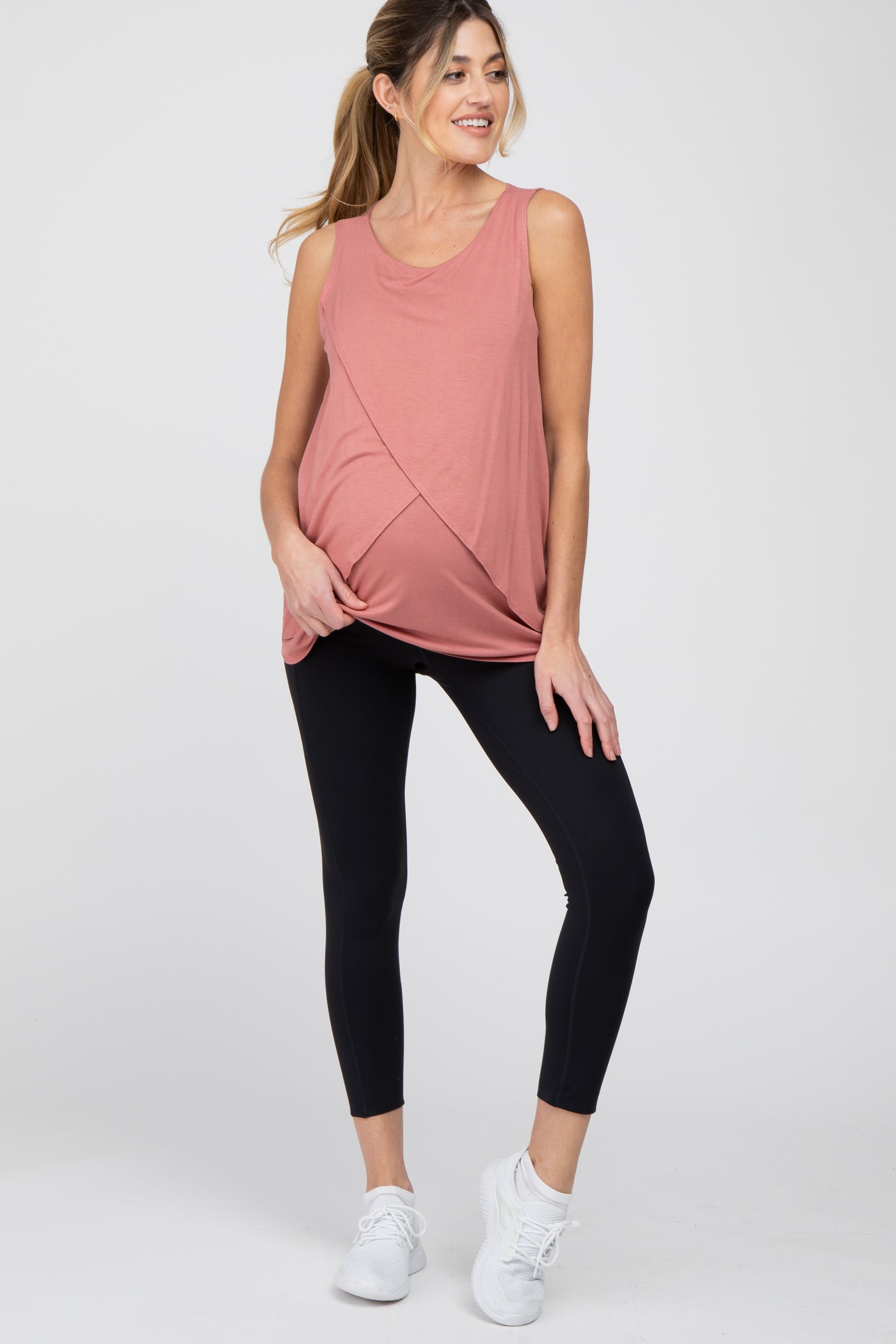 Black Side Pocket Maternity Active Cropped Legging– PinkBlush