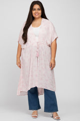 Light Pink Floral Tie Front Plus Cover Up