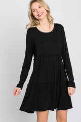 Black Long Sleeve Tiered Dress