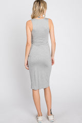 Heather Grey Fitted Sleeveless Dress