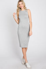 Heather Grey Fitted Sleeveless Dress