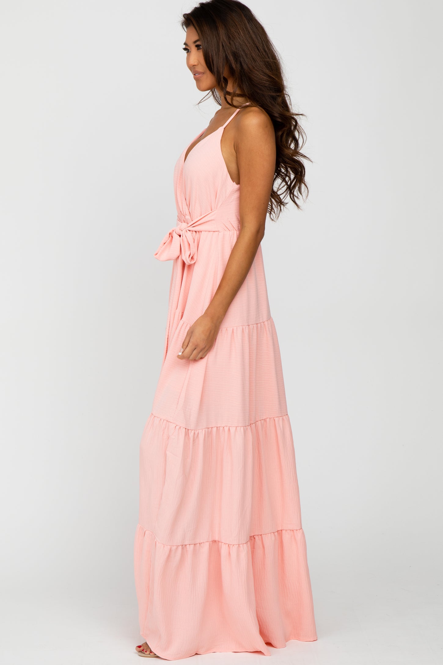 Peach Racerback Tiered Maxi Dress Small Peach Racerback Tiered Maxi Dress Small