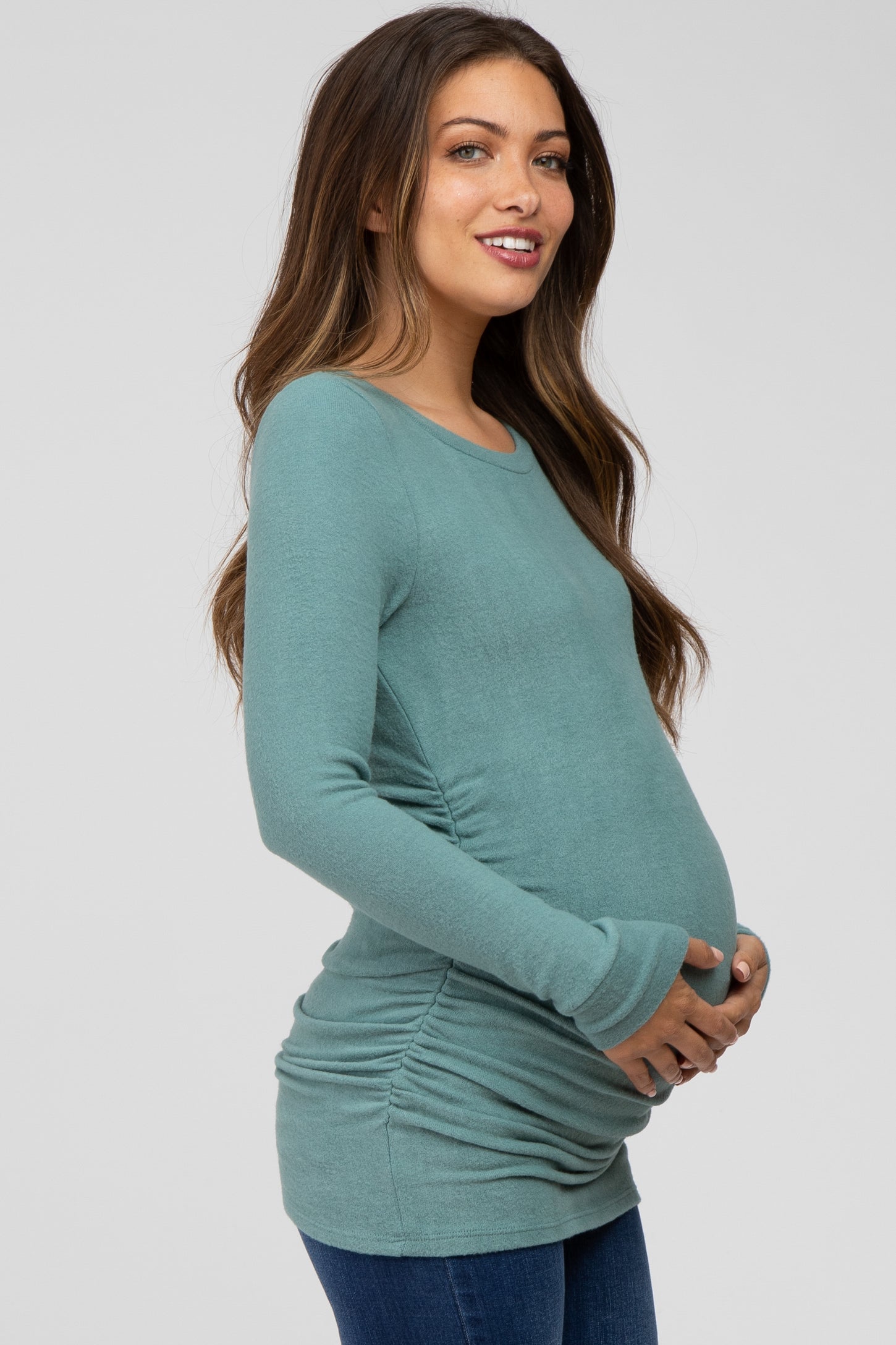 Jade Soft Knit Ruched Maternity Top– PinkBlush