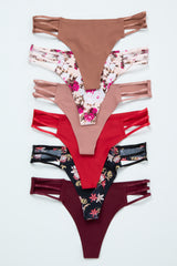 Multicolor Floral Cutout Seamless Underwear Set