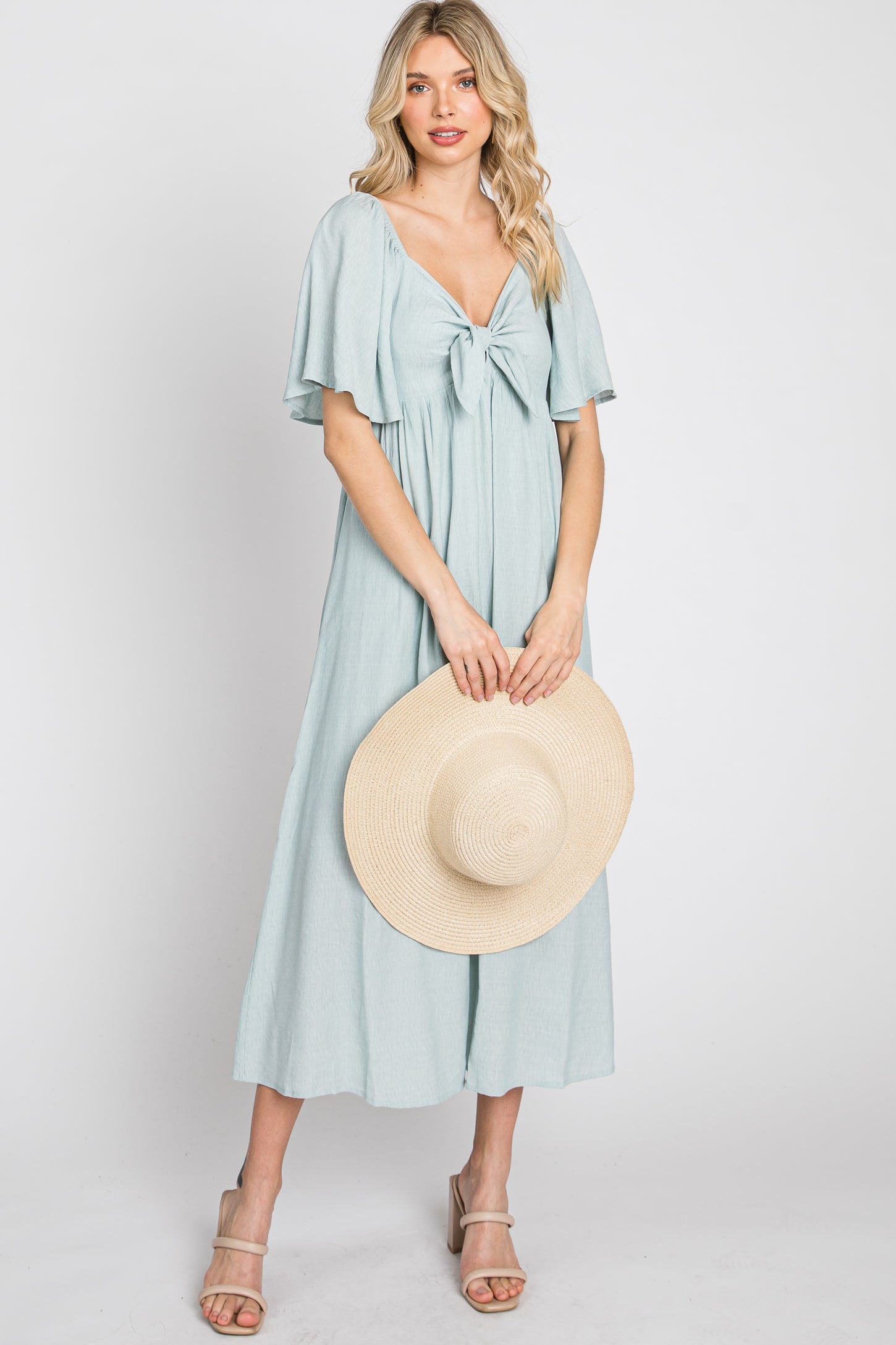 white christmas dresses Light Blue Front Tie Ruffle Sleeve Midi Dress PinkBlush white christmas dresses Light Blue Front Tie Ruffle Sleeve Midi Dress PinkBlush