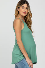 Light Olive Ribbed Sleeveless Maternity Top