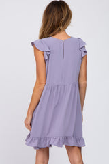 Lavender Ruffle Hem V-Neck Dress