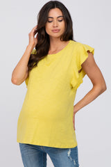 Yellow Ruffle Sleeve Maternity Top