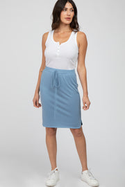 Light Blue Front Tie Round Hem Skirt