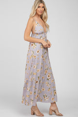 Lavender Floral Tiered Mini Dress