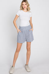 Charcoal Striped Maternity Shorts