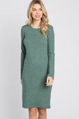 Light Olive Knit Long Sleeve Dress