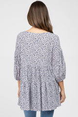 Navy Blue Floral Tiered Maternity Tunic Top