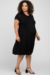 Black Tiered Maternity Plus Dress