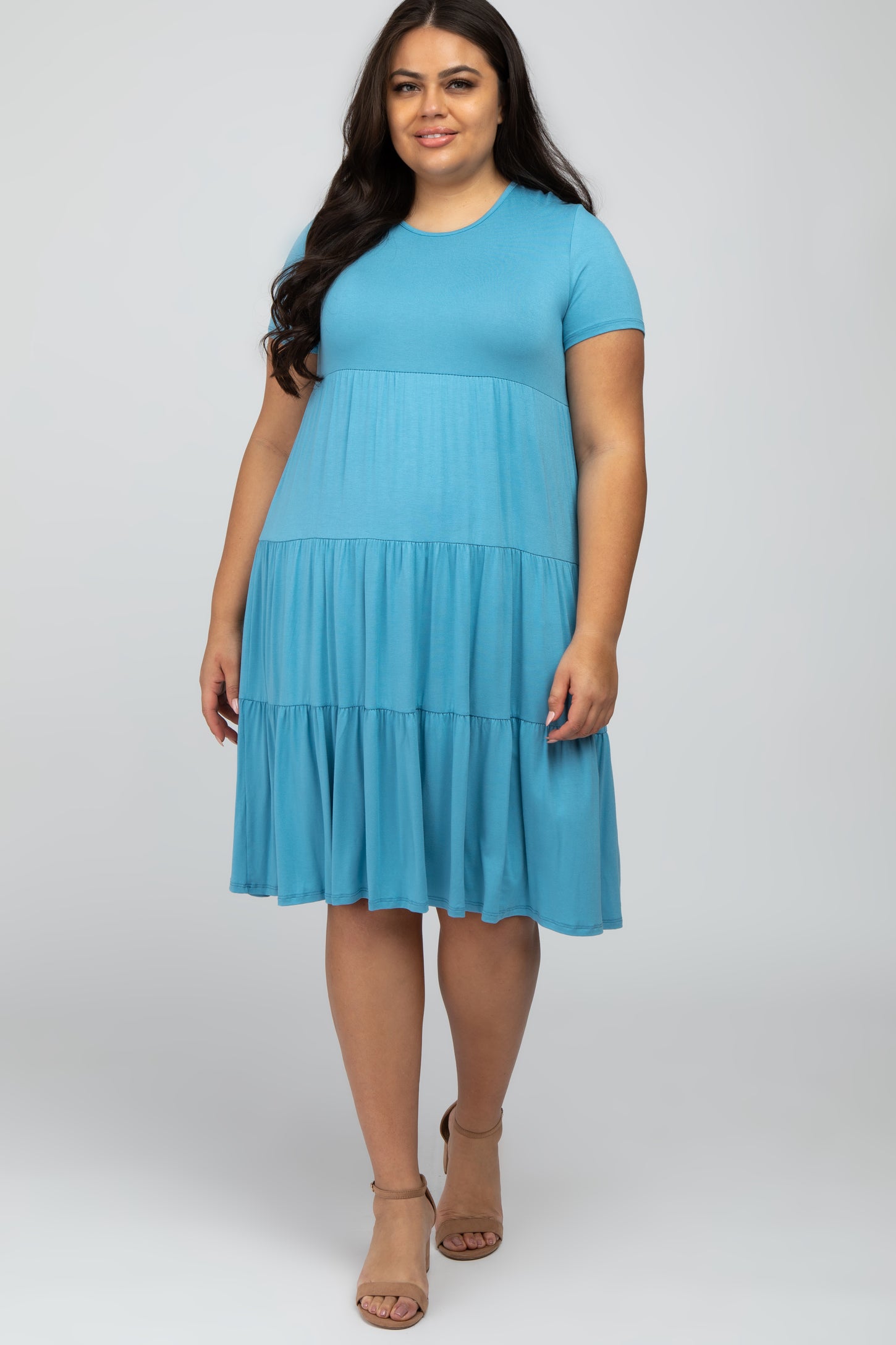 aqua blue plus size dress Eloquii Aqua Blue TIE FRONT Maxi Dress Sz18