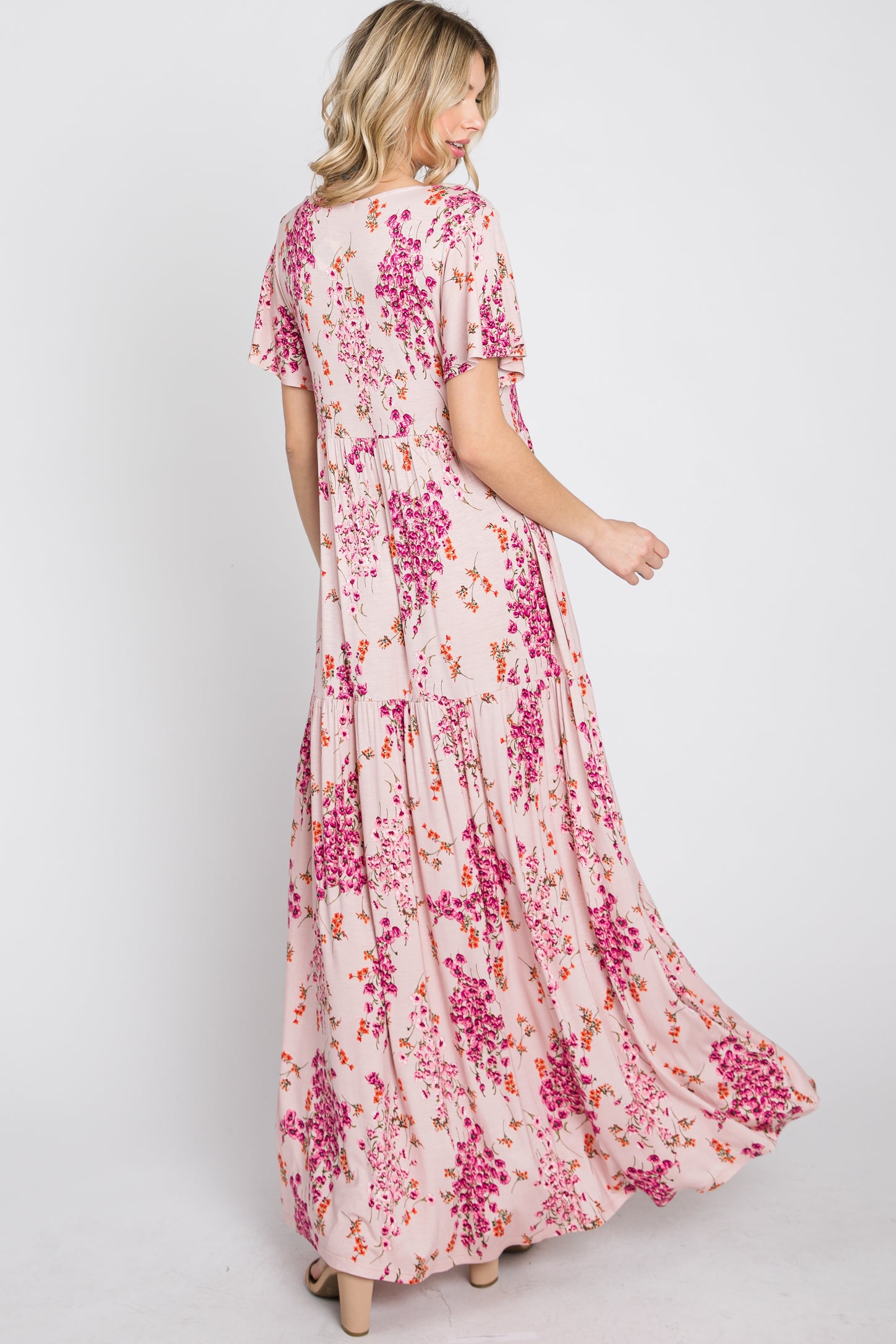 Pink Floral Tiered Maxi Dress– PinkBlush