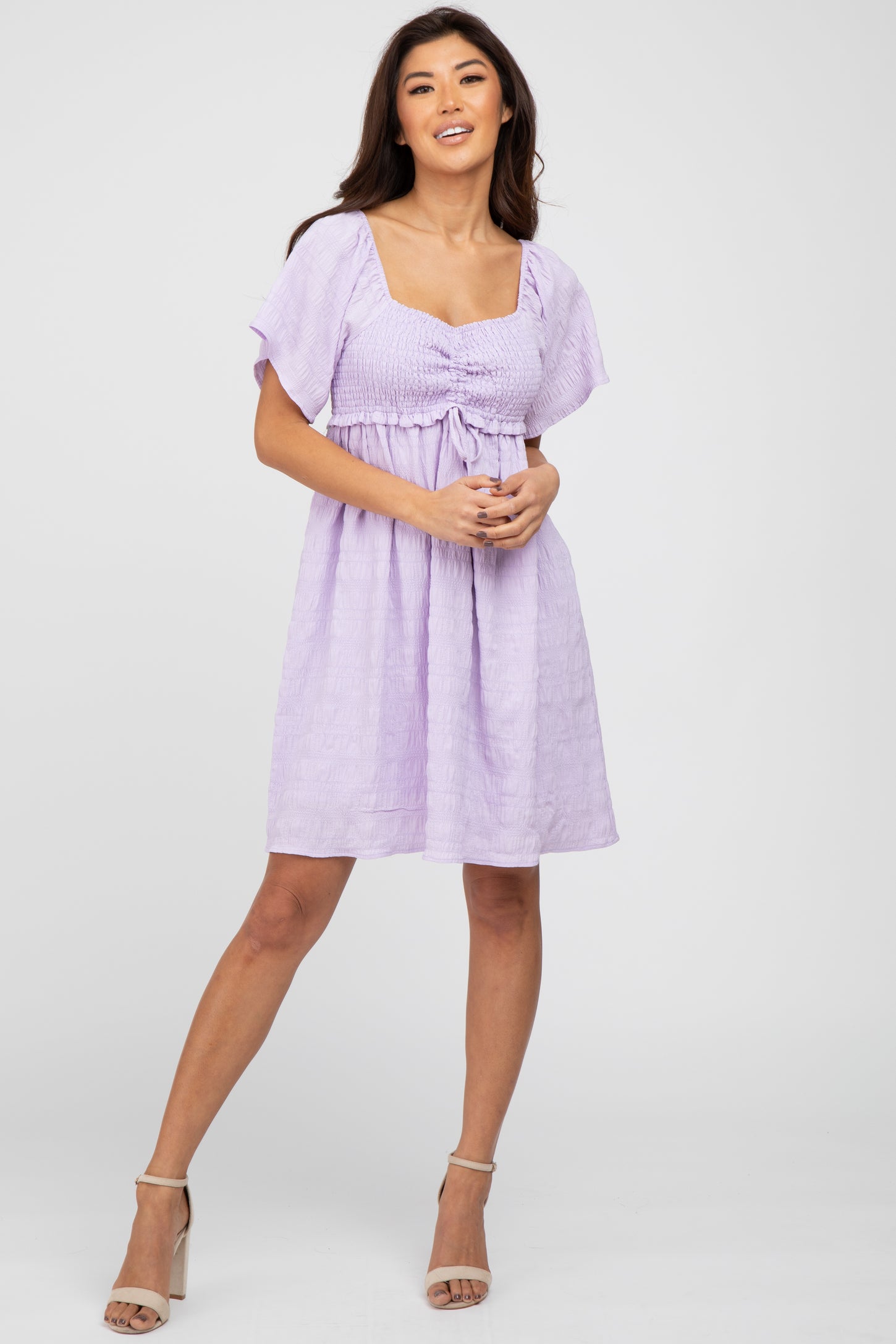 ruched smocked dress Summer-blend Linen Printed Square Neck Ruched Smocked Back Midi Dress