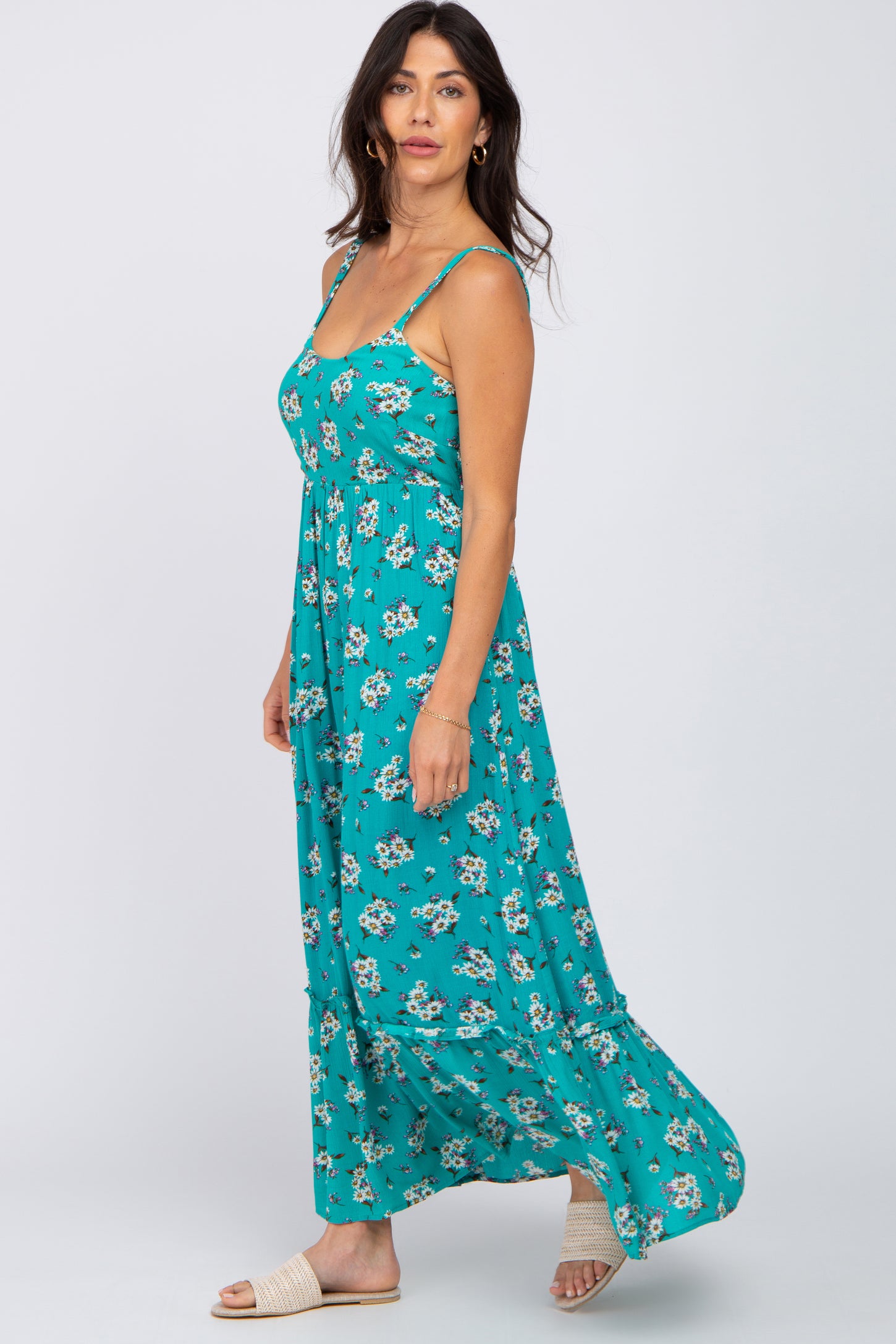 Teal Floral Maxi Dress