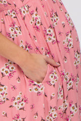 Pink Floral Maternity Maxi Dress