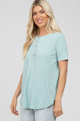 Light Olive Button Down Short Sleeve Top
