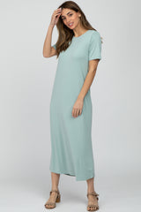 Mint Short Sleeve Maternity Midi Dress