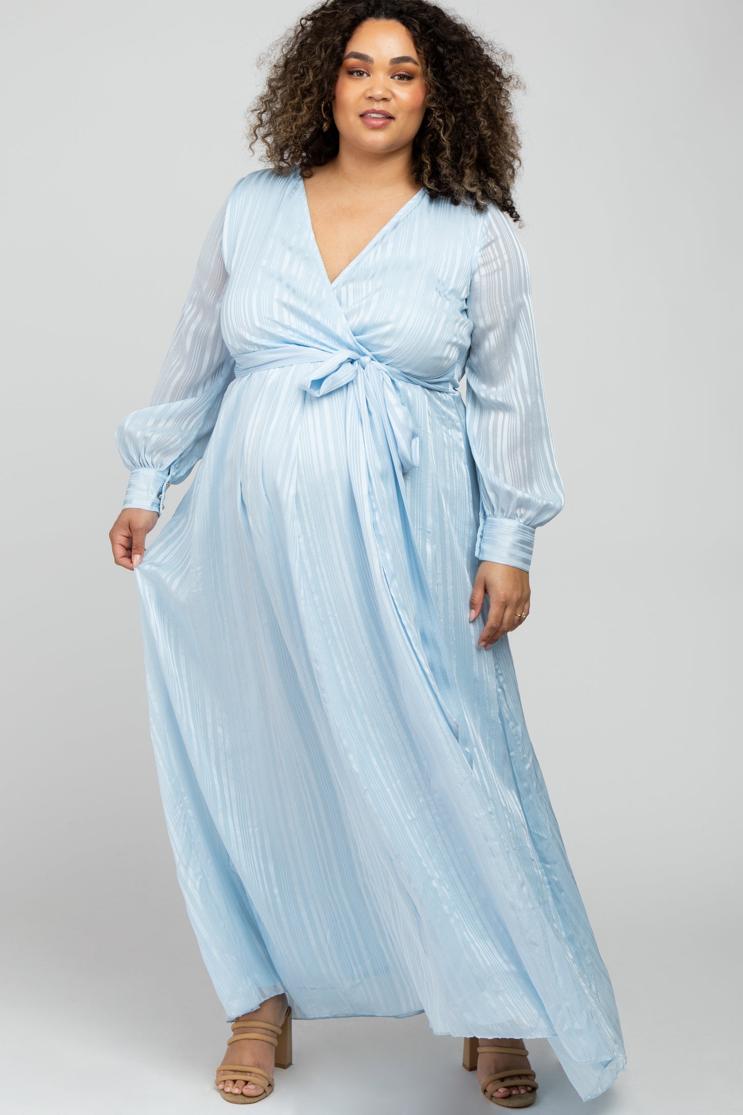 Light Blue Sparkle Chiffon Plus Maternity Maxi Dress PinkBlush Light Blue Sparkle Chiffon Plus Maternity Maxi Dress PinkBlush