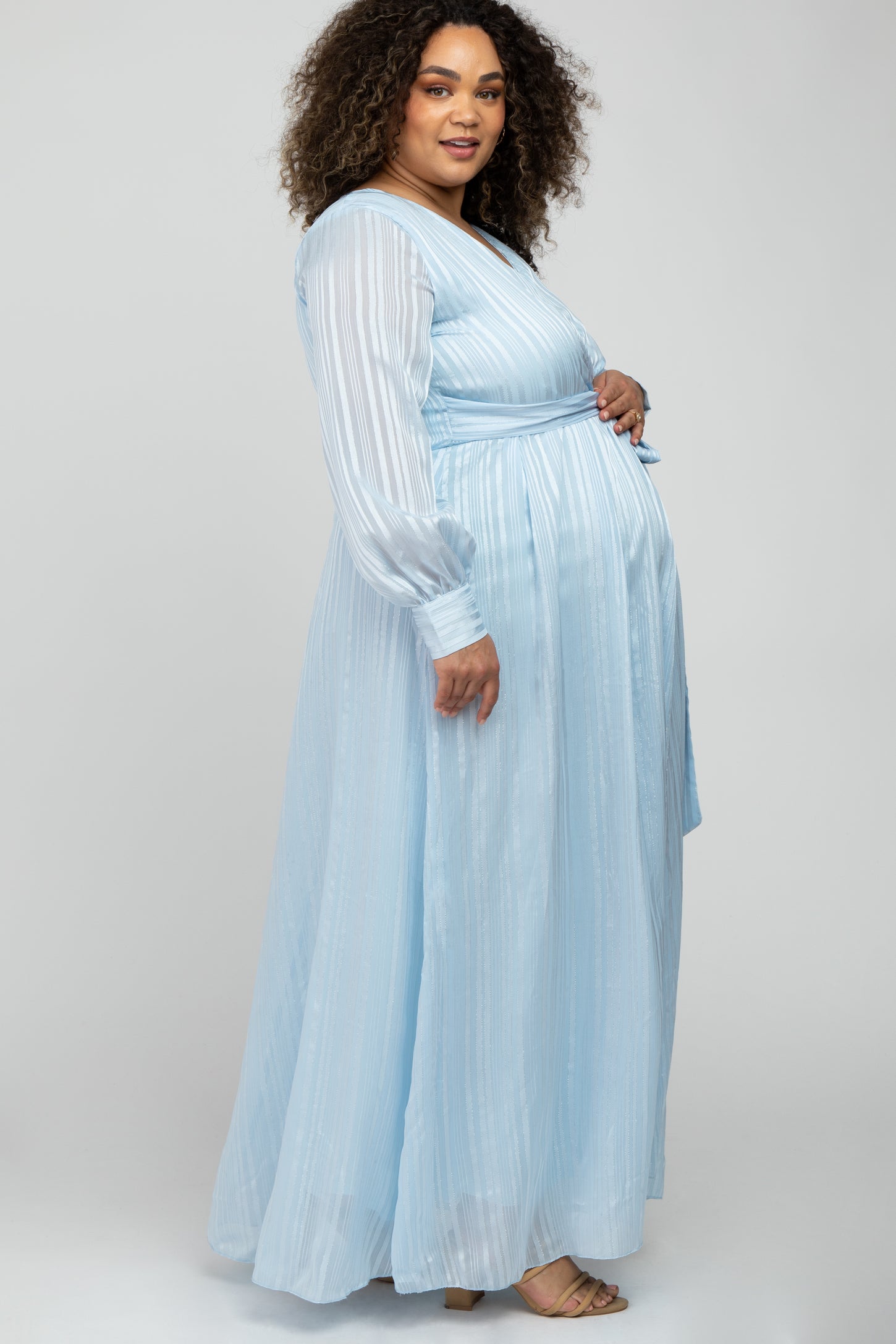 Light Blue Sparkle Chiffon Plus Maternity Maxi Dress PinkBlush Light Blue Sparkle Chiffon Plus Maternity Maxi Dress PinkBlush